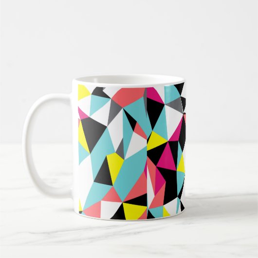 抽象芸術三角形図形パターン背景 コーヒーマグカップ (左)
