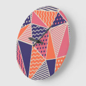 抽象芸術三角形：ヴィンテージジオメトリ背景 ラージ壁時計 (傾斜)