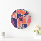 抽象芸術三角形：ヴィンテージジオメトリ背景 ラージ壁時計 (ホーム)