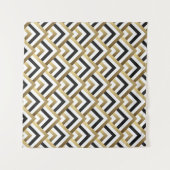 抽象芸術三角形：金ゴールド黒シームレス タペストリー (正面(横))