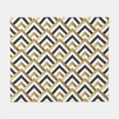 抽象芸術三角形:金ゴールド黒シームレス フリースブランケット (正面(横))