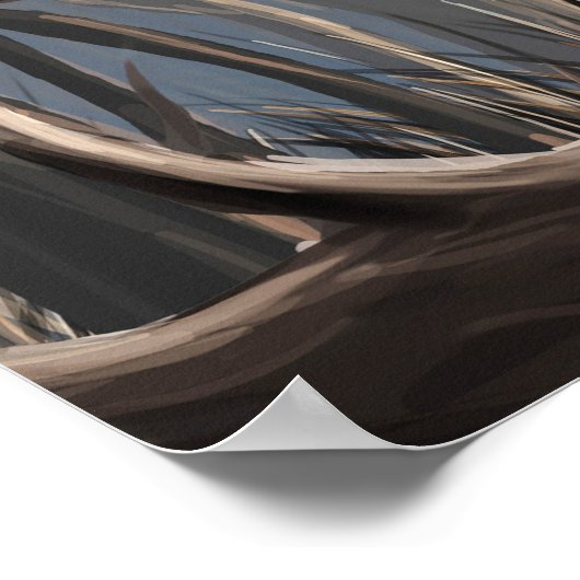 抽象芸術不気味ねじれた木の枝のポスタープリント ポスター (角)