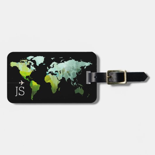抽象芸術世界地図パーソナライズされた旅行 ラゲッジタグ (正面横)