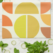 抽象芸術中世紀モダン円オレンジ色 キッチンタオル (折り畳み)