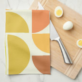 抽象芸術中世紀モダン円オレンジ色 キッチンタオル (四つ折り)