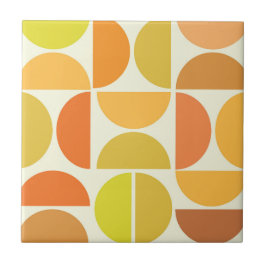 抽象芸術中世紀モダン円オレンジ色 タイル