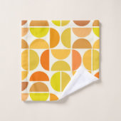 抽象芸術中世紀モダン円オレンジ色 バスタオルセット (ウォッシュタオル)