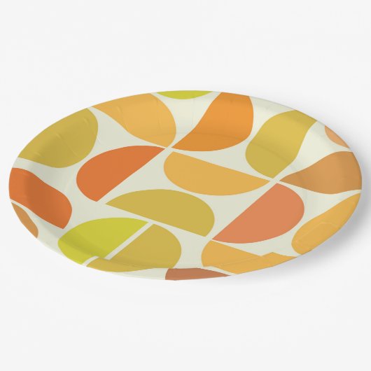 抽象芸術中世紀モダン円オレンジ色 ペーパープレート (アングル)