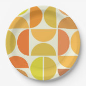 抽象芸術中世紀モダン円オレンジ色 ペーパープレート (正面)