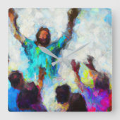 抽象芸術主よ今まで以上にあなたを必要としている スクエア壁時計 (正面)