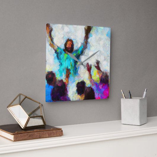 抽象芸術主よ今まで以上にあなたを必要としている スクエア壁時計 (オフィス)