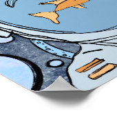 抽象芸術予測できな魚宇宙飛行士宇宙ポスター ポスター (角)