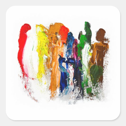 抽象芸術人の姿の運動発現 スクエアシール (正面)