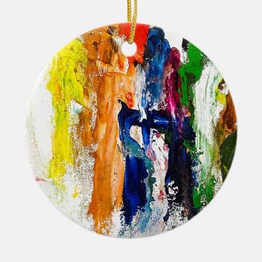 抽象芸術人の姿の運動発現 セラミックオーナメント (正面)