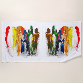 抽象芸術人の姿の運動発現 ビーチタオル