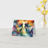 抽象芸術人魚鮮やかアルコールインク カード (黄色い花)