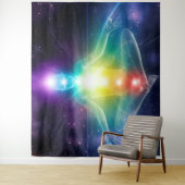 抽象芸術付き人型ロータスヨガポーズ(チャクラ) タペストリー (インサイチュ)