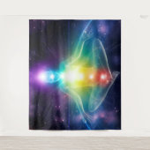 抽象芸術付き人型ロータスヨガポーズ(チャクラ) タペストリー (正面)