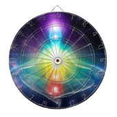 抽象芸術付き人型ロータスヨガポーズ(チャクラ) ダーツボード (正面)