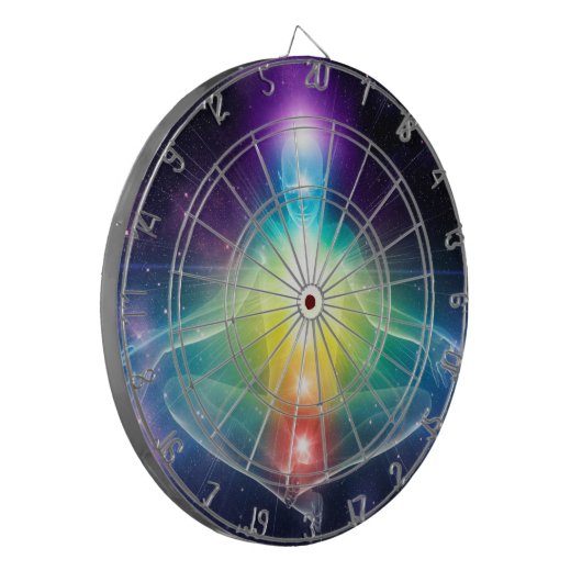 抽象芸術付き人型ロータスヨガポーズ(チャクラ) ダーツボード (正面左)