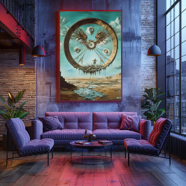 抽象芸術付き超現実浮上円構造 ポスター