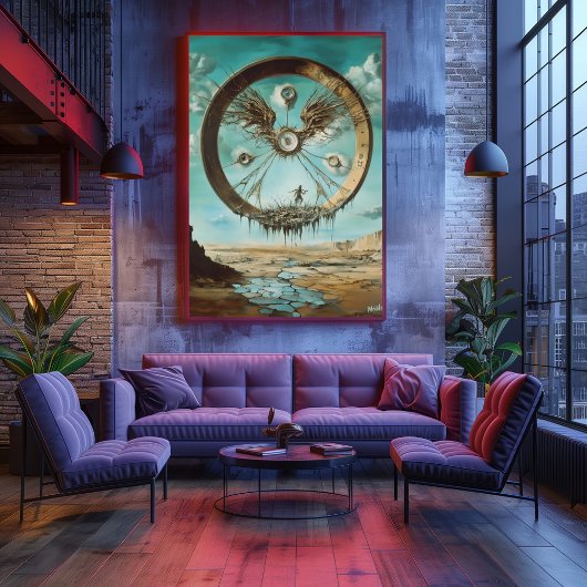 抽象芸術付き超現実浮上円構造 ポスター