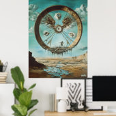 抽象芸術付き超現実浮上円構造 ポスター (ホームオフィス)