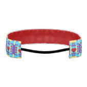 抽象芸術付き青と赤のパターン赤いハート アスレチックヘッドバンド (裏面)