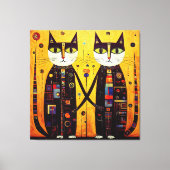 抽象芸術仲間の猫たち キャンバスプリント (正面)