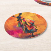 抽象芸術侍のシルエット ラウンドペーパーコースター (アングル)