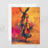 抽象芸術侍のシルエット 案内ポストカード (正面/裏面)