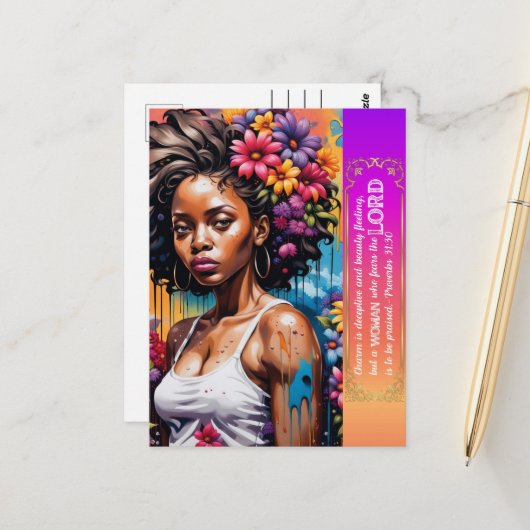 抽象芸術信仰女性Proverbs 31 30 ポストカード (正面/裏面インサイチュ)