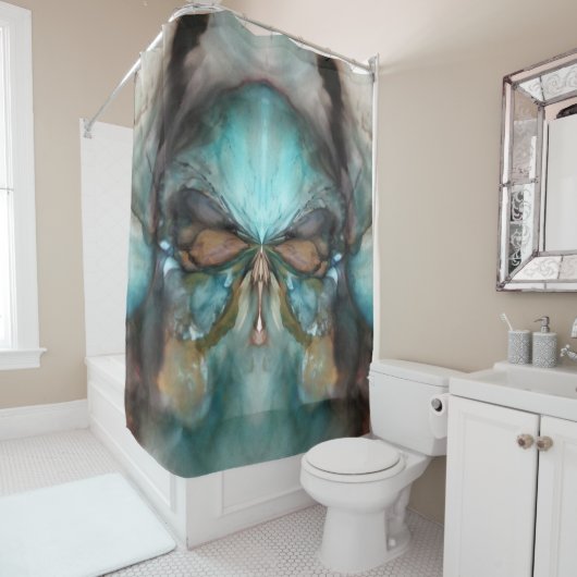 抽象芸術先住民アメリカバイキングマスクスカル シャワーカーテン (インサイチュ)