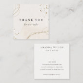 抽象芸術光沢のあるアイボリー金ゴールドご注文ありがとうございます スクエア名刺 (正面/裏面)