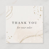 抽象芸術光沢のあるアイボリー金ゴールドご注文ありがとうございます スクエア名刺 (正面)