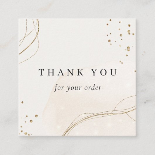 抽象芸術光沢のあるアイボリー金ゴールドご注文ありがとうございます スクエア名刺 (正面)