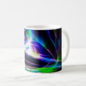 抽象芸術光波と黒い背景抽象画 コーヒーマグカップ (正面右)