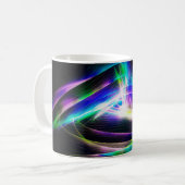 抽象芸術光波と黒い背景抽象画 コーヒーマグカップ (正面左)