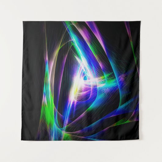 抽象芸術光波と黒い背景抽象画 タペストリー (正面(横))