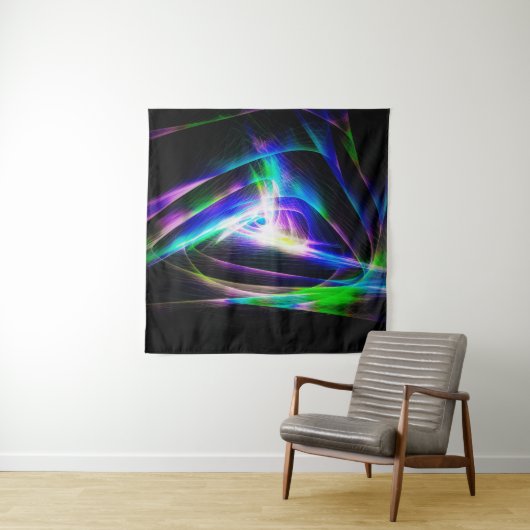 抽象芸術光波と黒い背景抽象画 タペストリー (インサイチュ)