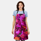 抽象芸術入りプリン、オレンジ、グリーン エプロン (着用した状態)