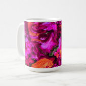 抽象芸術入りプリン、オレンジ、グリーン コーヒーマグカップ (正面左)