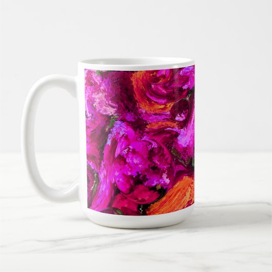 抽象芸術入りプリン、オレンジ、グリーン コーヒーマグカップ (左)