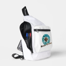 抽象芸術八角形、茶色の正方形と反対側のCi スリングバッグ