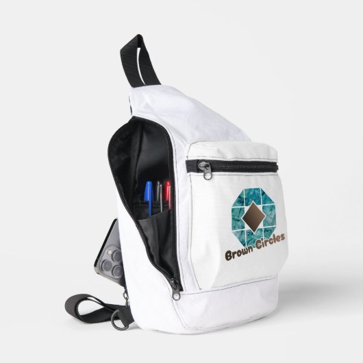 抽象芸術八角形、茶色の正方形と反対側のCi スリングバッグ (見開き)