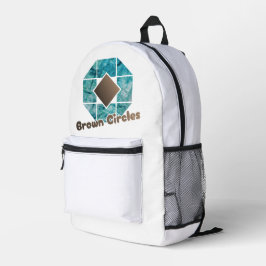 抽象芸術八角形、茶色の正方形と反対側のCi プリントバックパック