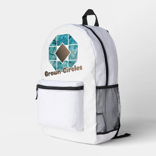 抽象芸術八角形、茶色の正方形と反対側のCi プリントバックパック (裏面右端)