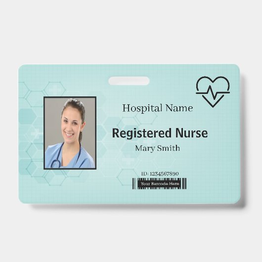 抽象芸術六角メディカル熱ビート生存線ID バッジ (正面)