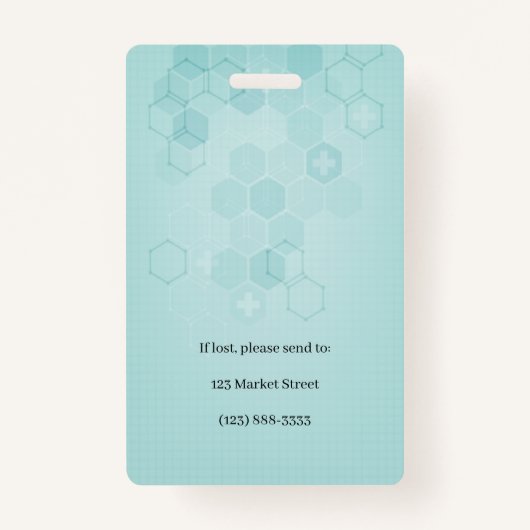 抽象芸術六角医療用聴診器フォトID バッジ (裏面)