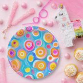 抽象芸術円アーティザンモダンハッピーバースデーおもしろい ペーパープレート (パーティー)